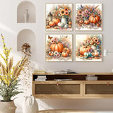 Fall Diamond Art Kits for Adults,5D Pumpkin Flower Diamond Art 4-Piece Set,DIY Full Drill Diamond Painting Kit,Home Wall Decor Diamond Painting (11.8x11.8 Inch) YULIDECO