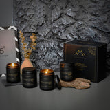 AMMORZEEF 4 Pack Manly Scented Candles for Men Soy Candle Set for Home Wood Wick Aromatherapy Candles for Relaxation Scented Leather Cedar/Lavender/Amber Sandalwood/Vanilla Candles AMMORZEEF