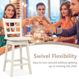 Giantex 24.5" Bar Stools Set of 2, Farmhouse Swivel Barstools with 6-Grid Hollow Back & Ergonomic Contoured Seat, Footrest, Wooden Counter Height Bar Stools for Kitchen Island, Bar, Cafe, White Giantex