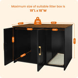 Dwanton Litter Box Enclosure, Cat Litter Box Furniture Hidden, with Scratching Mat, Wooden Cat Washroom Indoor, 31.5" L x 19.7" W x 21.7" H, Black and Warm Brown Dwanton