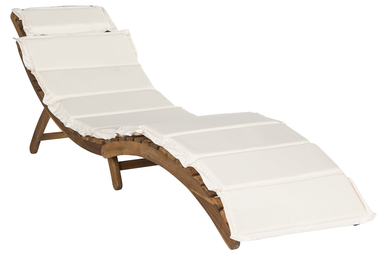 SAFAVIEH Outdoor Collection Pacifica Natural Brown Solid Wood/Beige Cushion 3-Piece Chaise Lounge Set with Table (PAT7020B) Safavieh