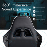 GTRACING Gaming Chair with Footrest Speakers Video Game Chair Bluetooth Music Heavy Duty Ergonomic Computer Office Desk Chair (White) GTRACING