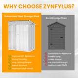 Zynfylus 5x3 FT Outdoor Storage Shed Garden Shed Tool Shed with Lockable Door and Sloping Roof, Durable Metal Storage Shed for Backyard, Outside, Patio, White Zynfylus