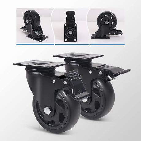 5 Inch Caster Wheels, Casters Set of 4, Heavy Duty Casters with Brake 2200 Lbs,Swivel Caster Wheels with Top Plate, Industrial Caster Wheels for Workbench, Cart, Furniture YAEMIKY