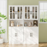 VOWNER 95" TV Stand for TVs up to 75", 4-Piece TV Hutch with Cabinets, Entertainment Center with Bookshelves, Modular TV Console for Living Room, 2A+2F (White) VOWNER