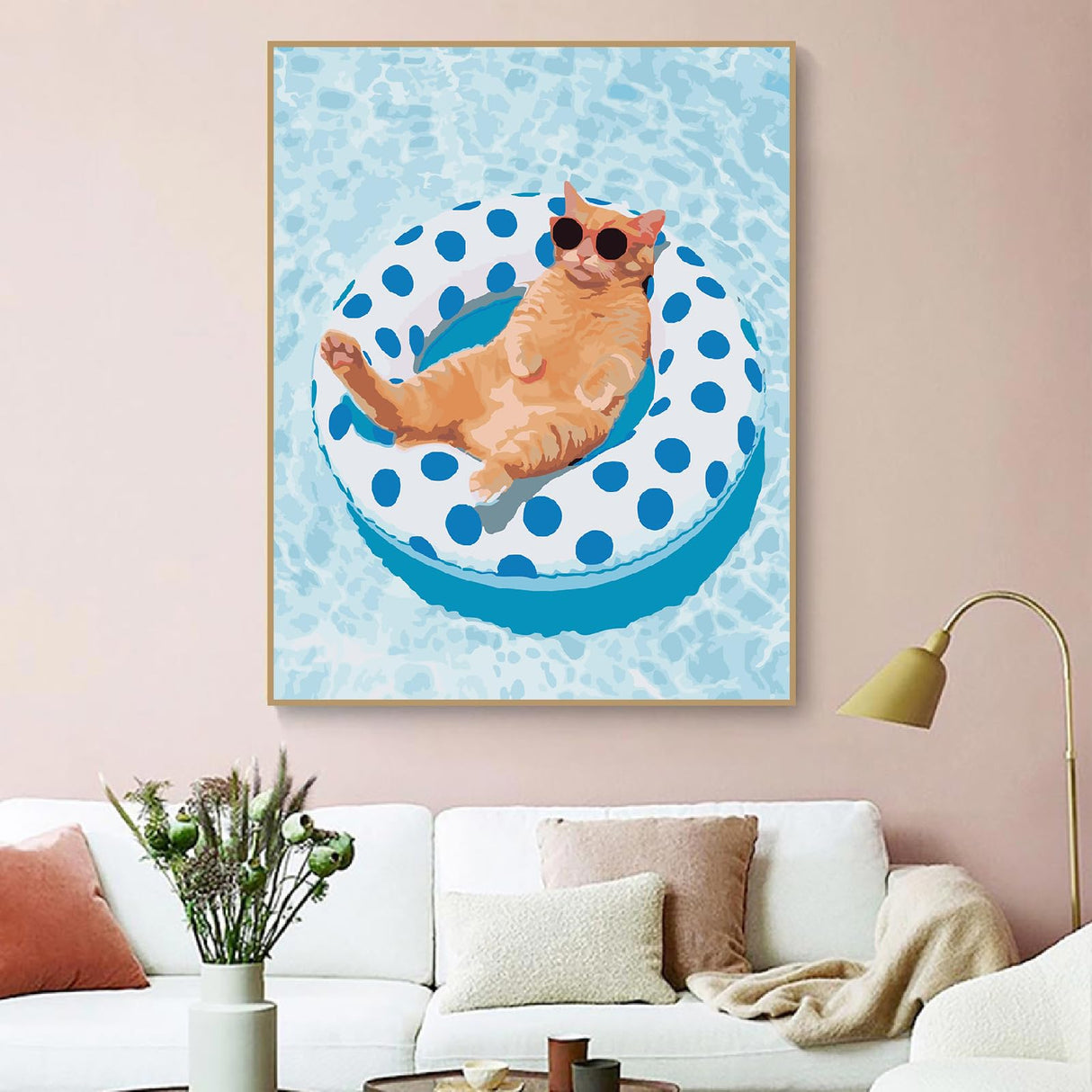ZRIZQ Paint by Numbers for Adults Beginners,Summer Cat Adult Paint by Number Kits on Canvas,Paint by Numbers for Home Wall Art Decor 16x20 Inch（Without Frame） ZRIZQ