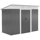 Outsunny 8' x 3.5' Metal Lean to Garden Shed, Outdoor Storage Shed, Garden Tool House with Double Sliding Doors, 2 Air Vents for Backyard, Patio, Lawn, Gray Outsunny