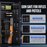 KAER 12-16 Gun Safe - Biometric Gun Safe for Rifles and Pistols Large Fingerprint Rifle Safe Home Gun Cabinet for Shotguns with Digital Keypad, Removable Shelf, Gun Racks (Unassembled) KAER