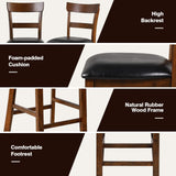 NAFORT Counter Height Bar Stools Set of 4, Farmhouse 25.5” Wood High Dining Chairs, Counter Stools with Back for Kitchen Restaurant Bar, Rubberwood Legs & Black PU Leather Cushion NAFORT