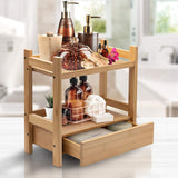 Sorbus 2-Tier Bamboo Countertop Shelf with Hidden Drawer - Makeup Organizer - Multi-Purpose Storage for Skincare, Toiletries, Desktop - Display Stand Shelf for Bathroom Vanity Counter, Kitchen, Office Sorbus
