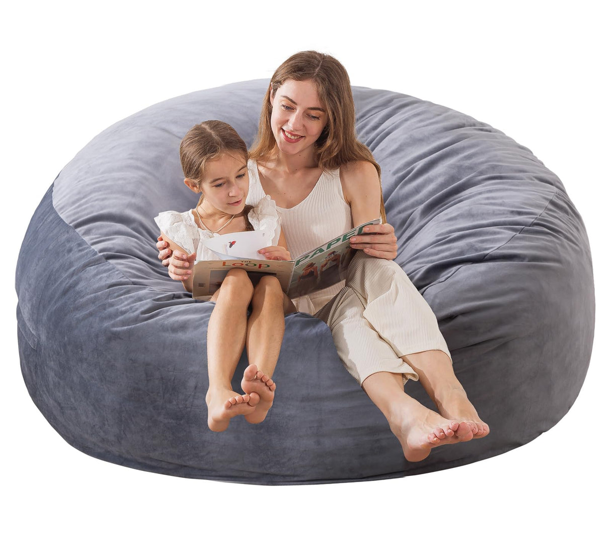 Large Bean Bag Chair for Adults/Kids with Filling, 3 ft Memory Foam Bean Bag Chairs with Filler Included, Ultra Soft Dutch Velvet Fabric, Bean Bag for Living Room - 3 Foot,Dark Gray EDUJIN