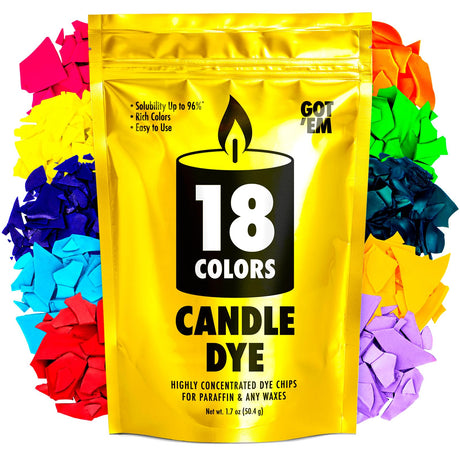 Candle Dye Flakes - 18 Rich Colors for Wax Making, Mixable for Unlimited Shades, Safe Chips for Paraffin and Soy Candles, Made in EU GOT 'EM