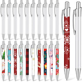 Yexiya Sublimation Pens Blank Heat Transfer Pen Sublimation Ballpoint Pen with Shrink Wrap White Aluminum Customized Clip Pen School Supplies for Christmas Office School Stationery Supplies (10 Pcs) Yexiya