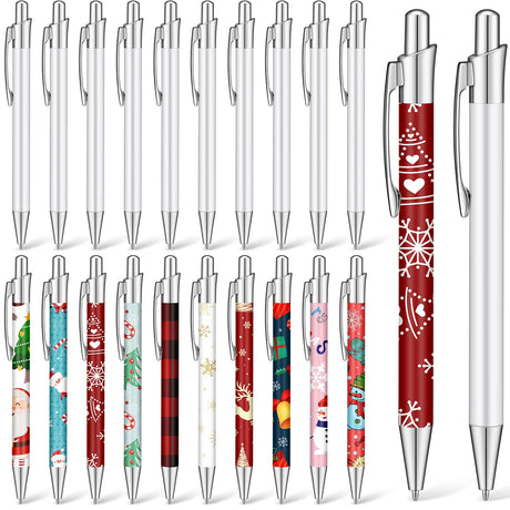 Yexiya Sublimation Pens Blank Heat Transfer Pen Sublimation Ballpoint Pen with Shrink Wrap White Aluminum Customized Clip Pen School Supplies for Christmas Office School Stationery Supplies (10 Pcs) Yexiya