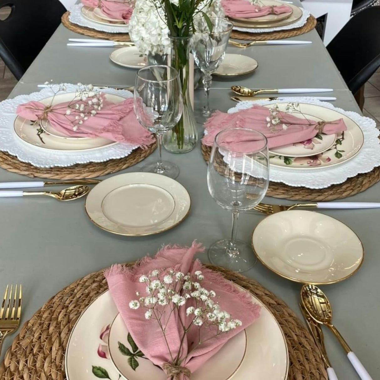 Round Woven Placemats Set of 4, 12" Boho Rattan Placemats Natural Hand-Woven Place Mats Table Decor, Chargers for Dinner Plates, Farmhouse Place Mats, Wicker Table Mats for Dining Table, Home Qavinch