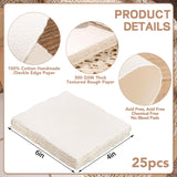 25 Sheets Watercolor Paper, 300 GSM Deckled Edge Paper 4 x 6 inch Rough/Textured Handmade Paper Cotton Paper White Textured Paper for Watercolors, Wedding Invitations, Cards, Crafts Prudiut