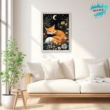 KEYIFA Diamond Painting Abstract Diamond Art Kits for Adults, 5D Round Full Drill Fox Diamond Painting Kit for Beginner, DIY Gems Art Craft for Home Wall Decor 12x16 inch KEYIFA