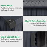 GarveeLife 8x15 Ft Outdoor Storage Shed, Steel Utility Tool Shed with Sloped Roof & Lockable Door, Backyard Garden Patio Lawn Outdoor Shed for Organising Tools and Equipment in Yard, Garden, Grey GarveeLife