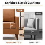 HAOMARKETS Faux Leather L Shaped Couch with Solid Wood Feet, 3-Seater Sofa with Reversible Chaise for Apartment Small Spaces, Sectional Couches for Living Room, Cognac Brown HAOMARKETS