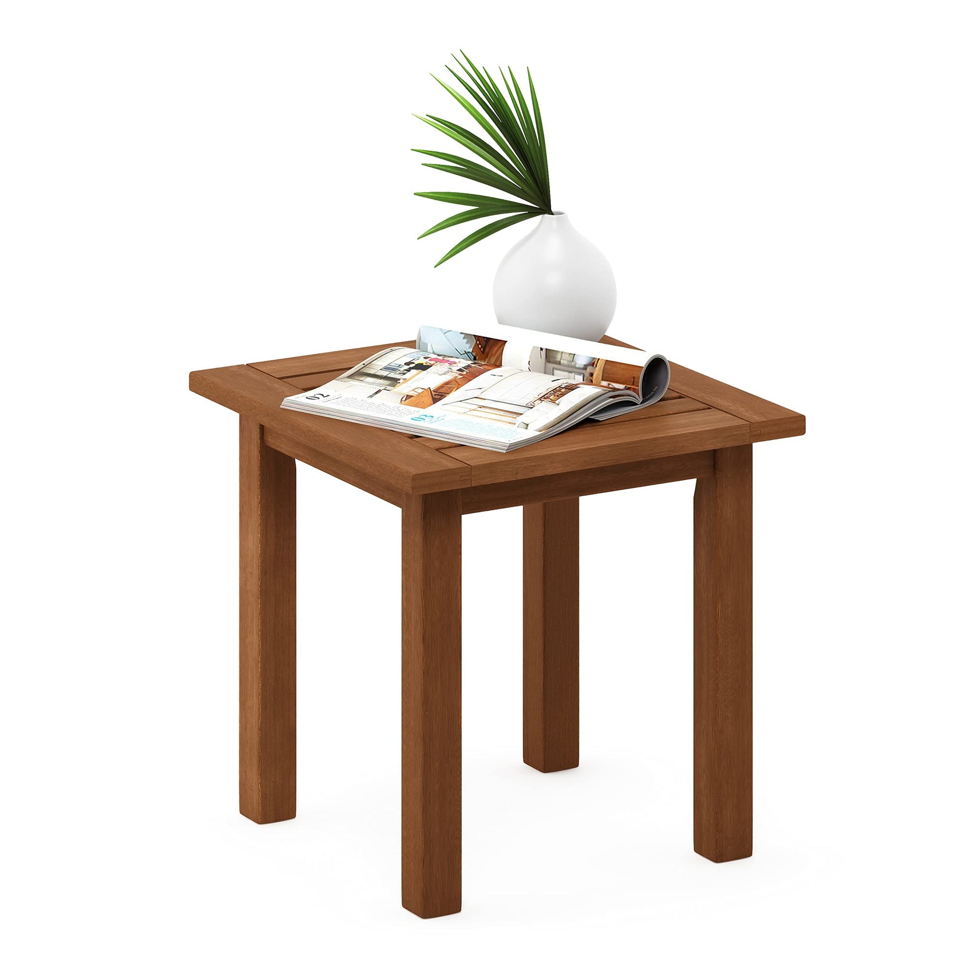 Furinno FG18506 Tioman Hardwood Patio Furniture Outdoor End Table, Natural - WoodArtSupply