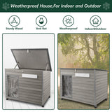PetsCosset 43.3" L Dog House Outdoor for Large Breeds Dogs Anti Chewing Iron Frames Dog Kennel Wooden Pet Houses for Indoor Outdoor with Weatherproof Roof,6 Elevated Feet, Reinforced Bottom Support PetsCosset