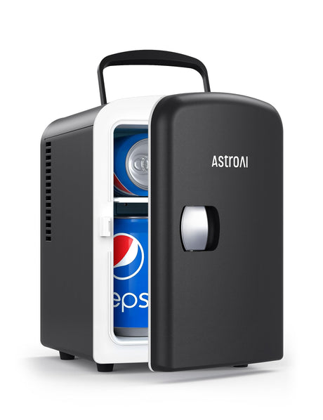 AstroAI Mini Fridge, 4 Liter/6 Can AC/DC Portable Thermoelectric Cooler Refrigerators for Skincare, Beverage, Food, Home, Office and Car, ETL Listed (Black) AstroAI