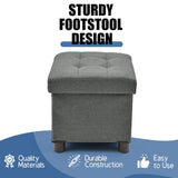 BRIAN & DANY Storage Ottoman Cube, Foot Stool Seat with Wood Legs, Folding Storage Ottoman Bench, Small Ottoman Foot Rest for Living Room and Bedroom 12.6"x12.6"x12.8" - Grey BRIAN & DANY