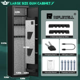 Riflewell 2-3 Rifle Gun Safe, Biometric Fingerprint Gun Safe for Home Rifle and Shotguns, Quick Access Gun Cabinets with LED Light, Rifle Safe with Adjustable Gun Rack and Removable Shelf Riflewell