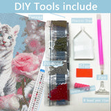 AMORARS 5D Diamond Painting Kit for Adults, Tiger Diamond Art Beginners - Full Diamond Dot Gem Art Flower, Suitable Gifts, and Home Decoration Crafts, 12x12Inch AMORARS