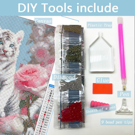 AMORARS 5D Diamond Painting Kit for Adults, Tiger Diamond Art Beginners - Full Diamond Dot Gem Art Flower, Suitable Gifts, and Home Decoration Crafts, 12x12Inch AMORARS