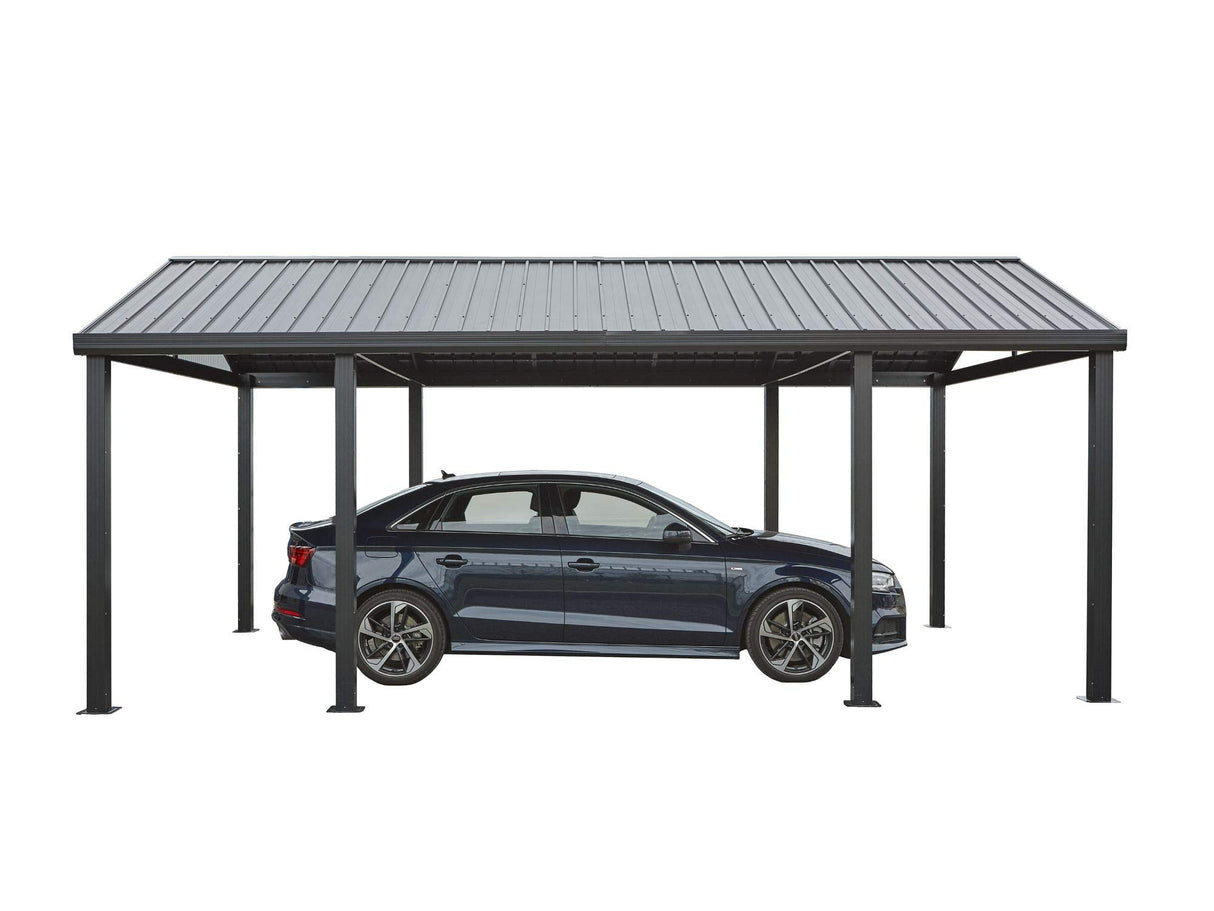 Sojag 20' x 12' Samara Carport with Aluminum Frame and 10' High Galvanized Steel Roof for Easy Drive Through Access Sojag