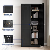 Yizosh Metal Storage Cabinet with 2 Doors and 5 Adjustable Shelves - 71" Black Kitchen Pantry Storage Cabinet, 5-Tier Tall Steel Cabinet Locker for Kitchen, Living Room, Dining Room Yizosh