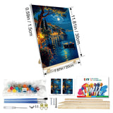 JOOZ Paint by Numbers Kit for Adults with Frame, Moon Paint by Number with Easel, DIY Town Lake Boat Paint by Numbers Landscape for Home Wall Decor 8 x 12 Inch JOOZ