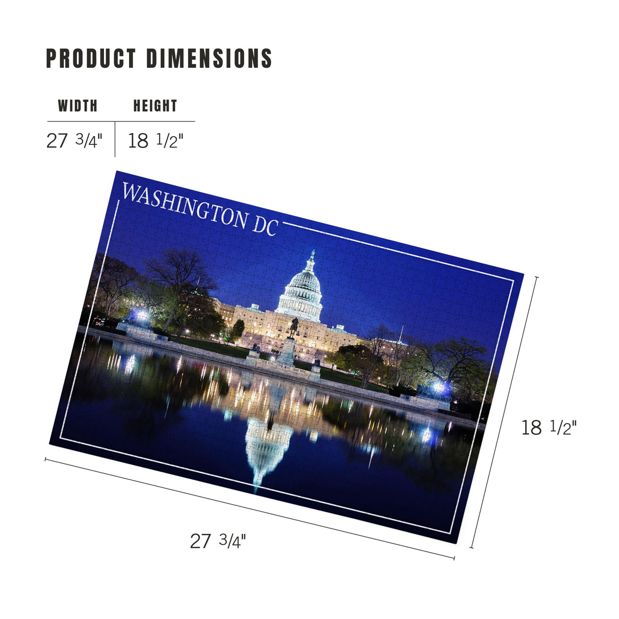 Capitol Building at Night, Washington DC (1000 Piece Puzzle, Challenging Jigsaw Puzzle for Adults, Made in USA) Lantern Press