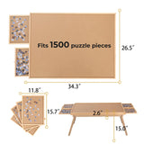 Puzzle Board 1500 Pieces,34.3”x 26.5” Jigsaw Puzzle Table with 4 Drawers and Cover,Portable Puzzle Table with Folding Legs for Adults and Teens RAGOZONERY