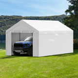 VEVOR Carport Replacement Canopy Top Cover + Sidewall 10 x 20 ft, Garage Tent Shelter Tarp Heavy-Duty Waterproof & UV Protected, Easy Installation with Ball Bungees,White (Frame Not Included) VEVOR