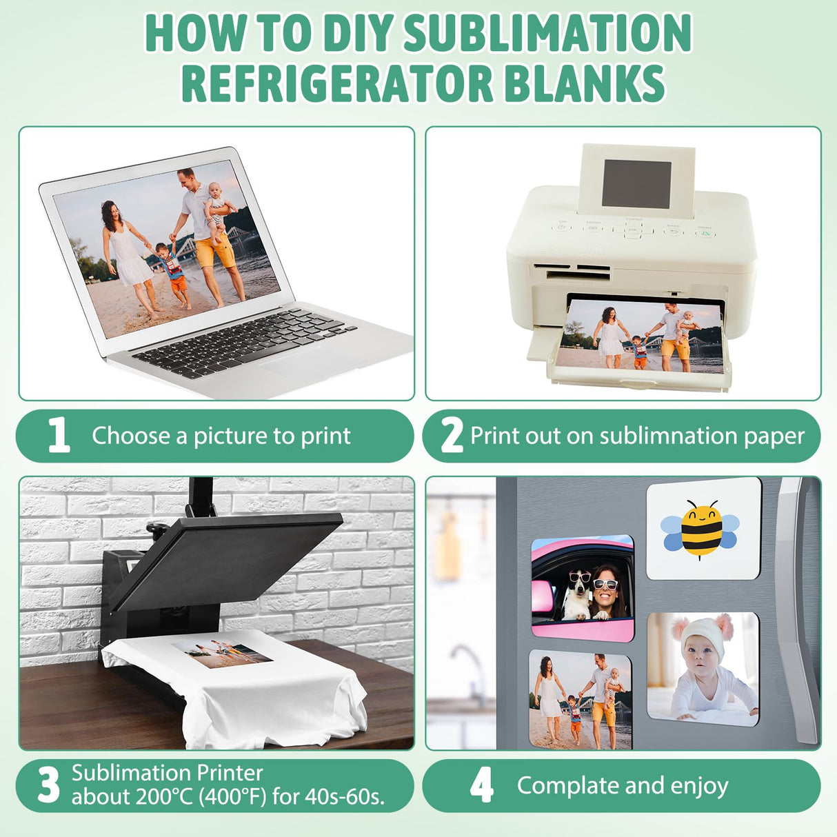 Flutesan 32 Pcs Large Sublimation Magnet Blanks Personalized Refrigerator Sublimation Blanks Include 16 Rectangle Blanks 16 Fridge Magnets for Office Kitchen Microwave Car Wall Decoration(4 x 6 Inch) Flutesan