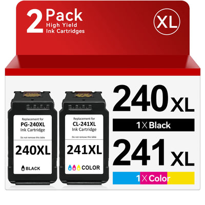 PG-240 XL/CL-241 XL Ink Cartridges Compatible for Canon 240XL 241XL Combo Pack for Canon PIXMA MG3620 MG3600 TS5120 MX472 Printer (1 Black,1 Color)