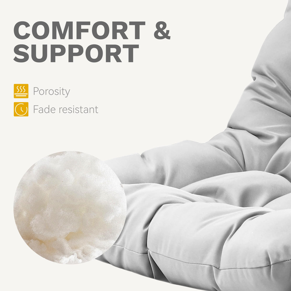 DWVO Egg Hanging Swing Chair with Stand Egg Chair Wicker Egg Chair with Cushions 330lbs for Patio, Bedroom, Garden and Balcony, Light Gray DWVO