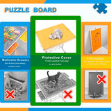 Fanwer Adjustable Puzzle Table with Drawers 1500 Piece, Angle & Height Adjustable Jigsaw Puzzle Table with Metal Legs | 35"x26" Tilting Puzzle Board for Adults and Children, Gift for Mom, Mothers' Day Fanwer