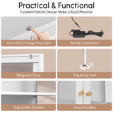 Polup Display Cabinet with 3 Color LED Lights and Tempered Glass, 66 Inch Tall Curio Cabinet with 3 Side Glass, White Display Case for Collectibles, Metal Cabinet for Living Room - Assemble Required Polup