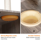 Heybly Cat Tree, Wood Litter Box Enclosure with Food Station, All-in-one Indoor Cat Furniture with Large Platform and Condo, Modern Style Cat Tower, Hammock, Rustic Gray HCT100SG Heybly