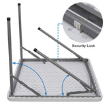 ZenStyle 3 ft Indoor Outdoor Heavy Duty Portable Plastic Folding Table, Square Card Table Utility Desk Game Table for Puzzles Crafting Picnic Camping Dining Party, White ZenStyle