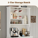 4ever2buy Farmhouse Coffee Bar Cabinet with Storage Hutch, 73 Inch Tall Coffee Bar with Wine Racks and Adjustable Shelves for Living & Dining Room, White 4ever2buy