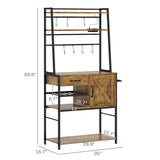 HOMCOM Industrial Baker's Rack with LED Lighting, Power Outlets, and Wine Storage HOMCOM