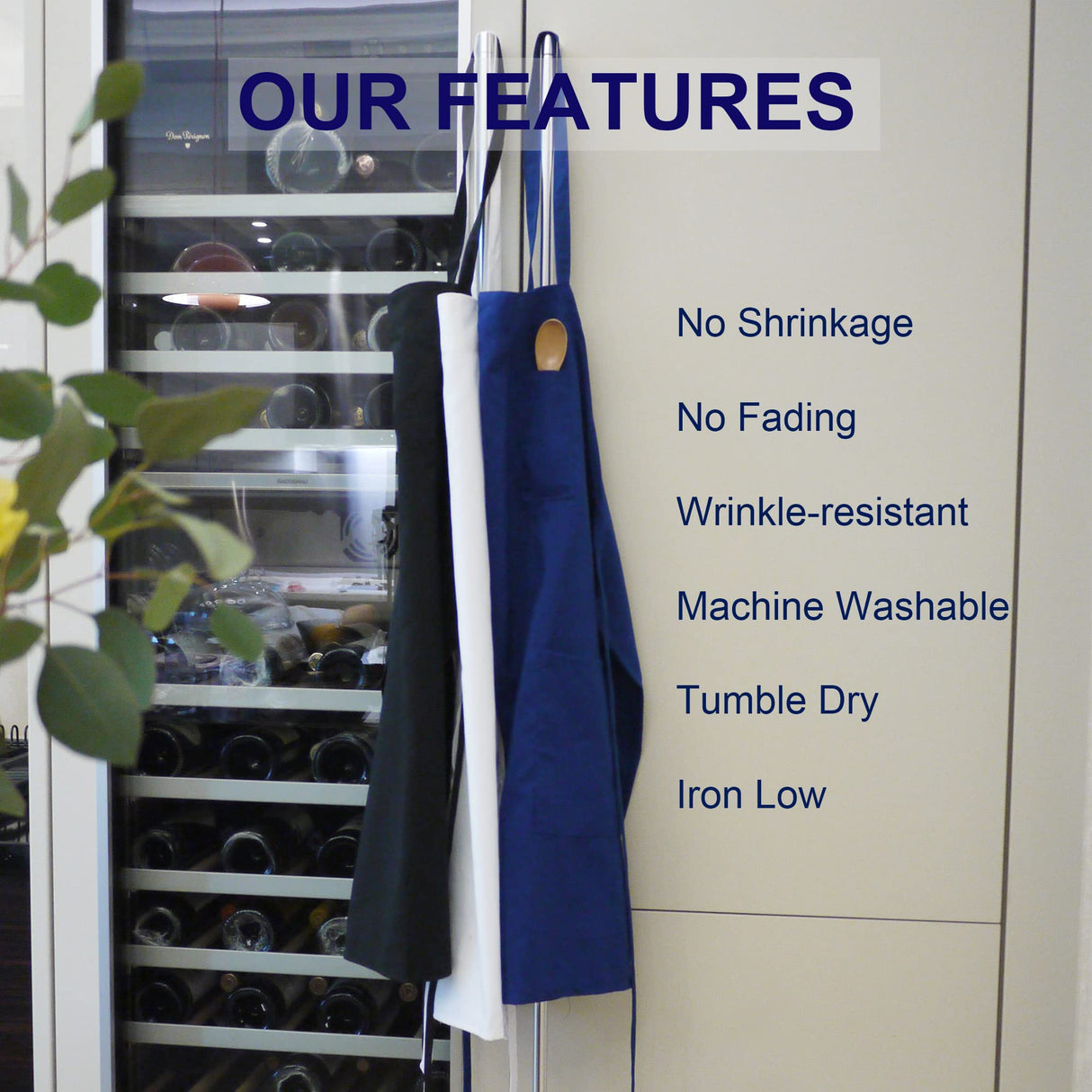 Weavric Unisex Bib Apron with No Pocket, White, 32x28 Inch with Long Ties for Women Men Chef, Kitchen, Crafting, Drawing, Pack of 2 Weavric