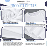 JenPen 5 Pieces Men's Unisex Sublimation Blank T Shirt White Polyester Shirts Crew Neck Short Sleeve for Sublimation T Shirt (XL) JenPen