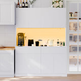 Hlivelood 71" Tall Kitchen Pantry Storage Cabinet w/Power Outlet and Led Light, Large Kitchen Hutch Pantry Cabinet w/ 2 Drawer and 8 Doors,Modern Freestanding Buffet Cabinet for Kitchen,Dining Room Hlivelood