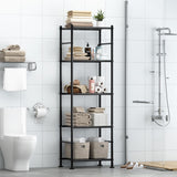 Sakugi Storage Shelves - Set of 2, 5-Tier Metal Shelf Organizer, Space-Saving Garage Shelving with Leveling Feet, Standing Shelves Organizer for Kitchen, Laundry, Pantry (18.4" x 12.6" x 57.4", Black) Sakugi