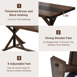 Hlivelood 71 Inch Dining Table for 6 People, Rectangular Kitchen Farmhouse Table W/Thickness Waterproof Wood Tabletop,Long Dining Room Tables W/Wood Strip Base for Kitchen Living Room(BR) Hlivelood